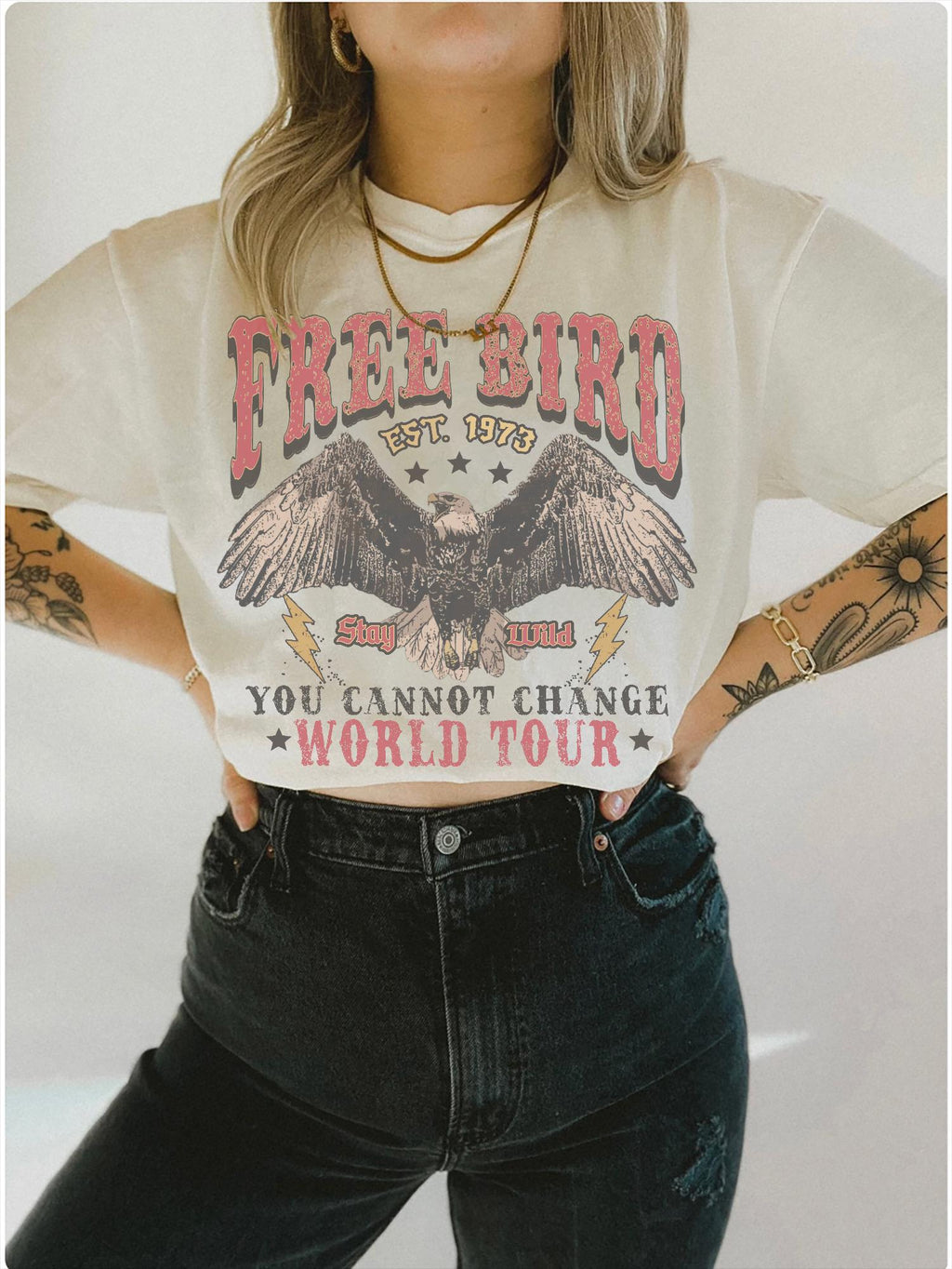 70s Rock Free Bird Comfort Colors Band Old School Band Retro Music Rock Band Tee (3)