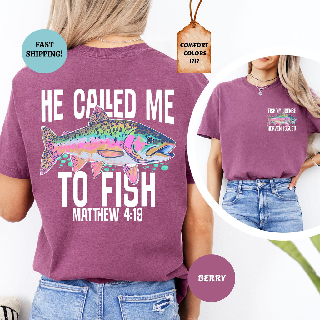 Comfort Colors Called Fish Christian Faith-Based Fishing Christian Summer Fishing Lover Scripture Tee (3)