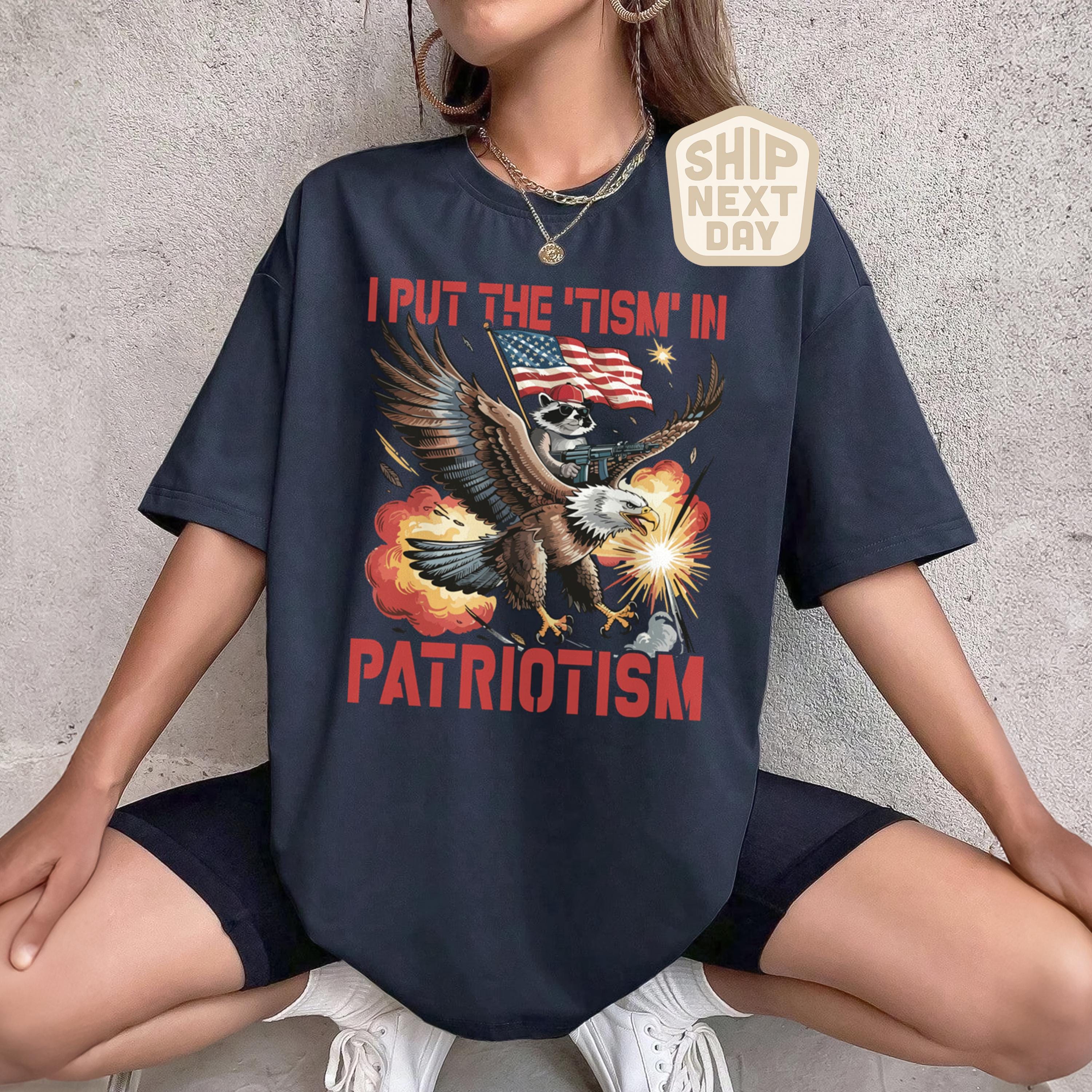 Put Tism Patriotism American Flag Bald Eagle 4th July Humor Usa Patriotic (3)