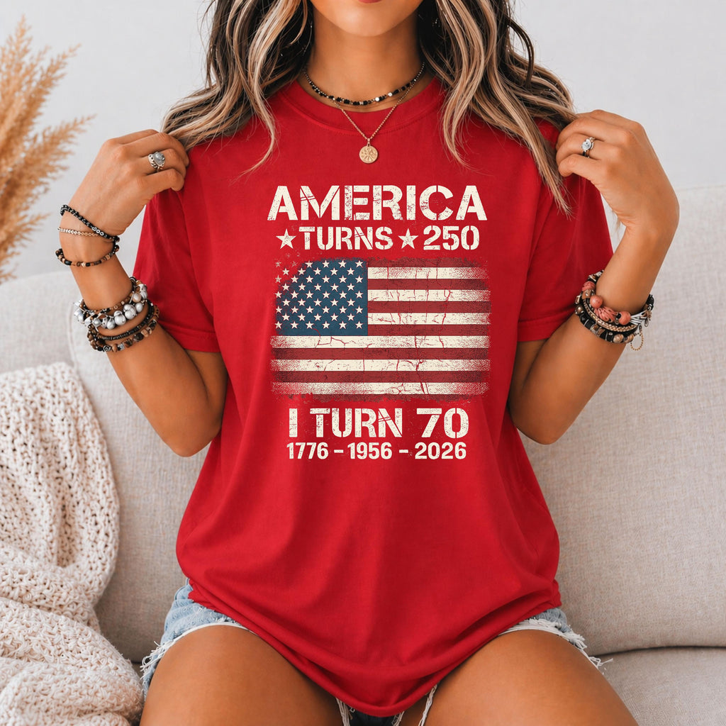 Custom America Turns 250 Turn 70 Birthday Patriotic Usa 1776-2026 Tee 70th Milestone Birthday (3)
