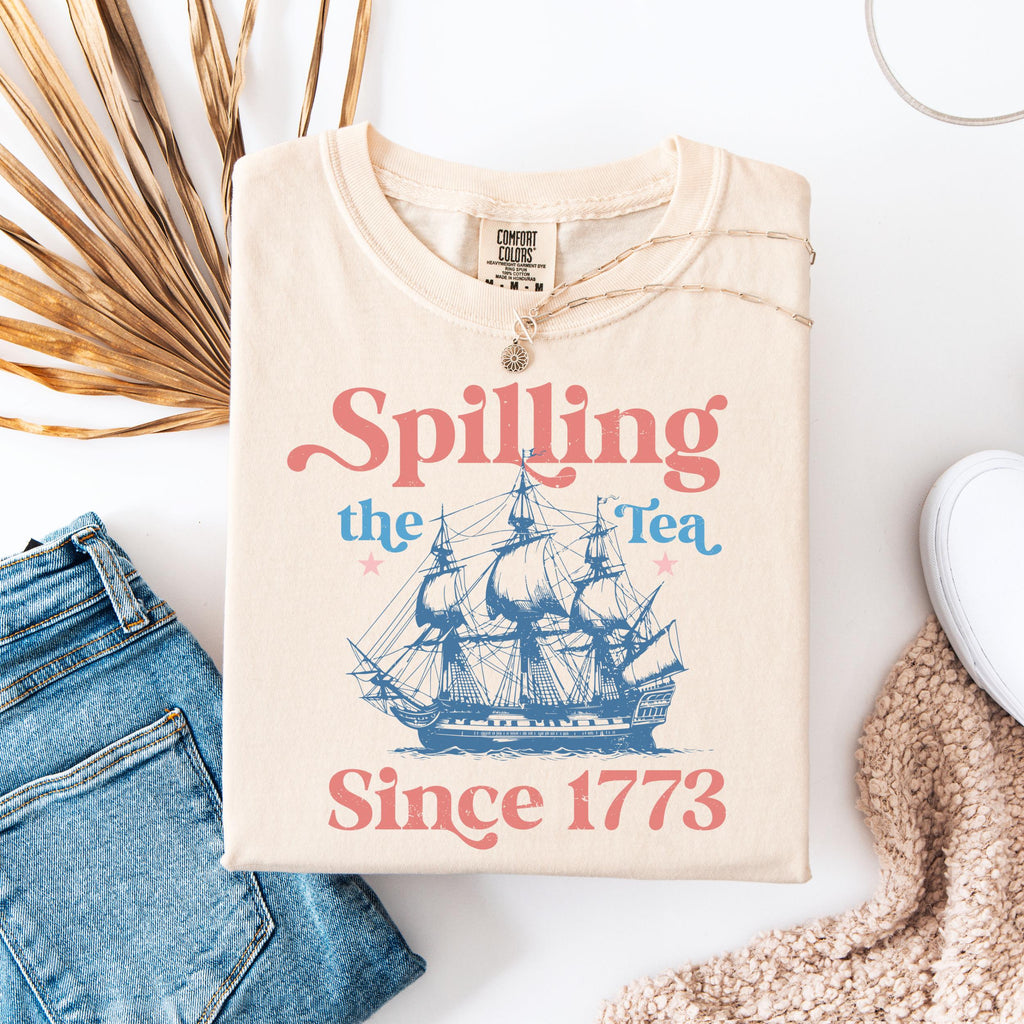 Comfort Colors Spilling Tea Since 1773 Spilling Tea Usa Patriotic Tee 4th July Party Usa Celebration (3)