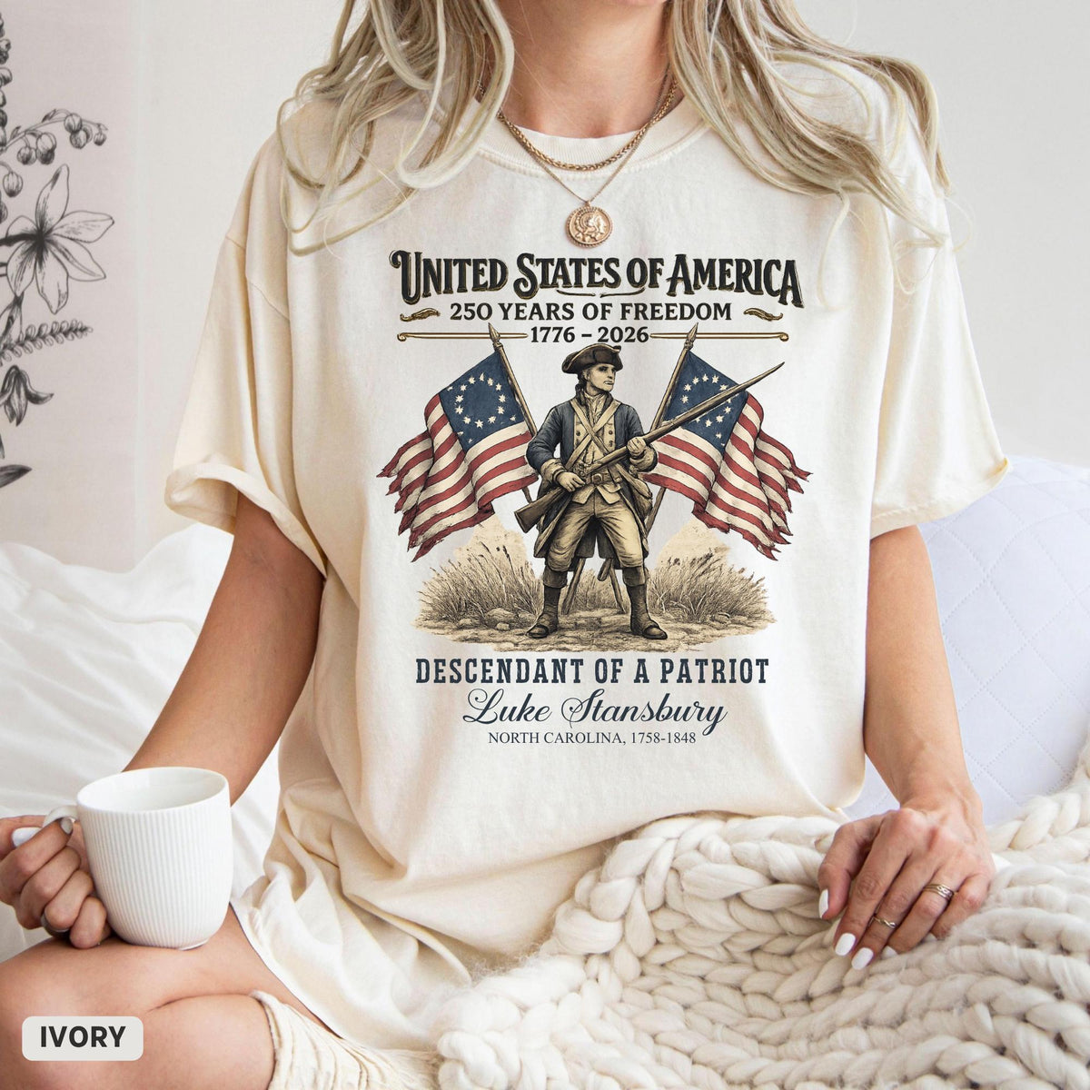 Custom Descendant Patriot Comfort Colors 250th Anniversary United States Tee 1776 2026 Historic American Heritage (3)