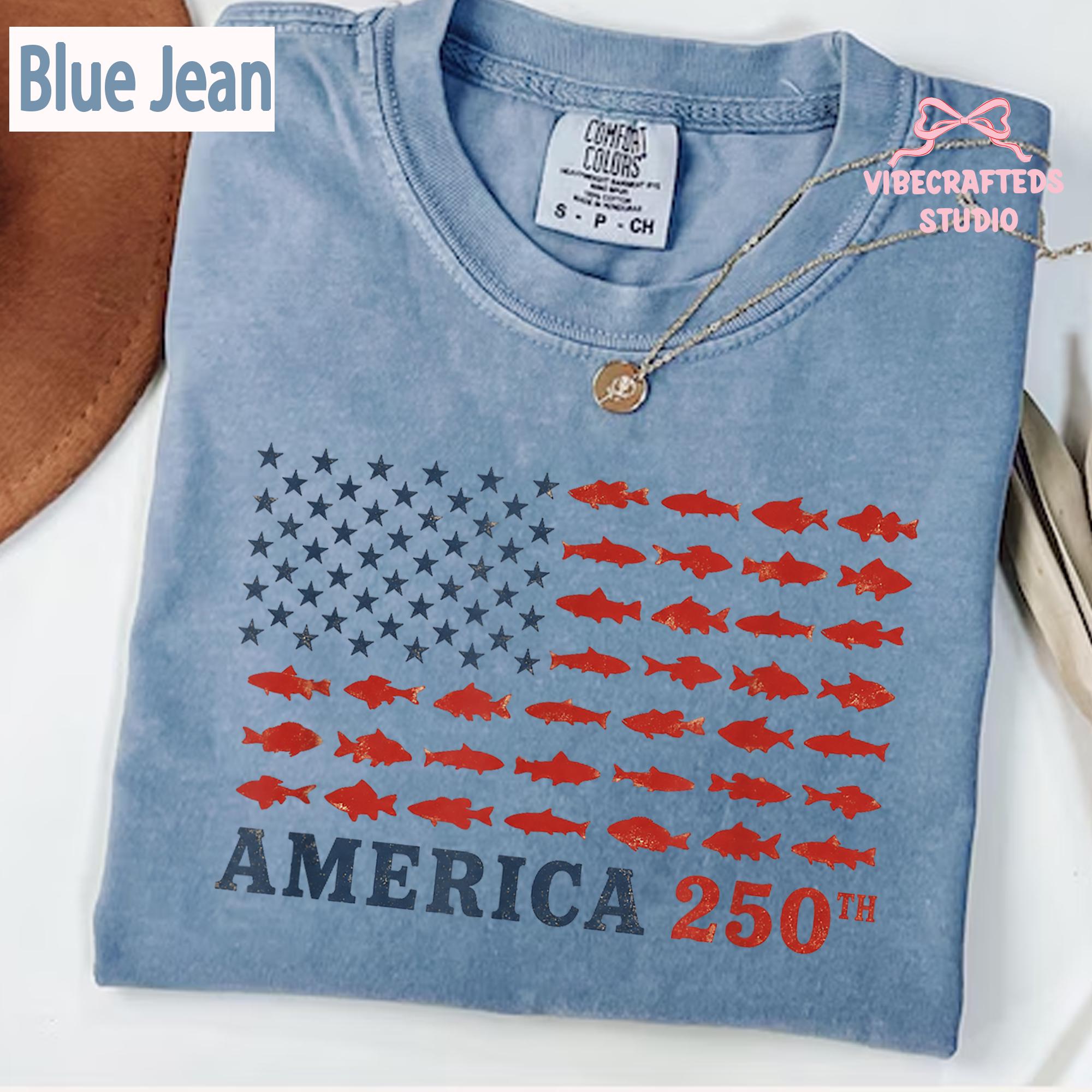 America 250th Fishing Flag Comfort Colors Usa 250 Years Fishing Tee Patriotic Fisherman 4th July Angler (3)