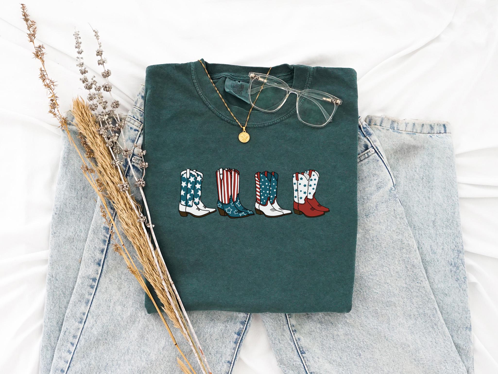 Comfort Colors Fourth July Cowgirl 4th July Cowboy Boots America Usa Patriotic (3)