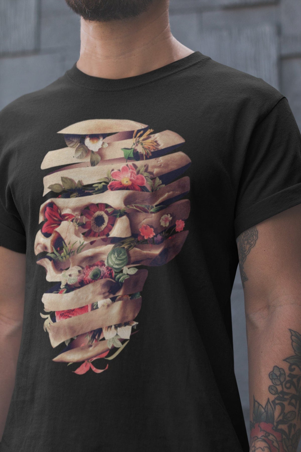 Flower Skull Gothic Sugar Skull Art Unisex T-shirt, Sweatshirt, Hoodie (3)