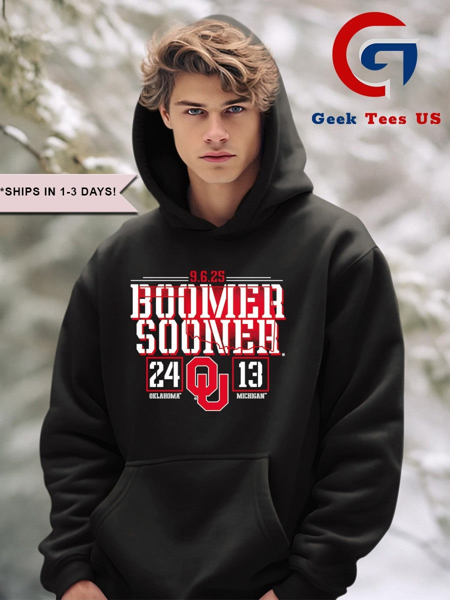2025 Boomer Sooner Oklahoma Sooners vs Michigan Wolverines 24-13 score shirt