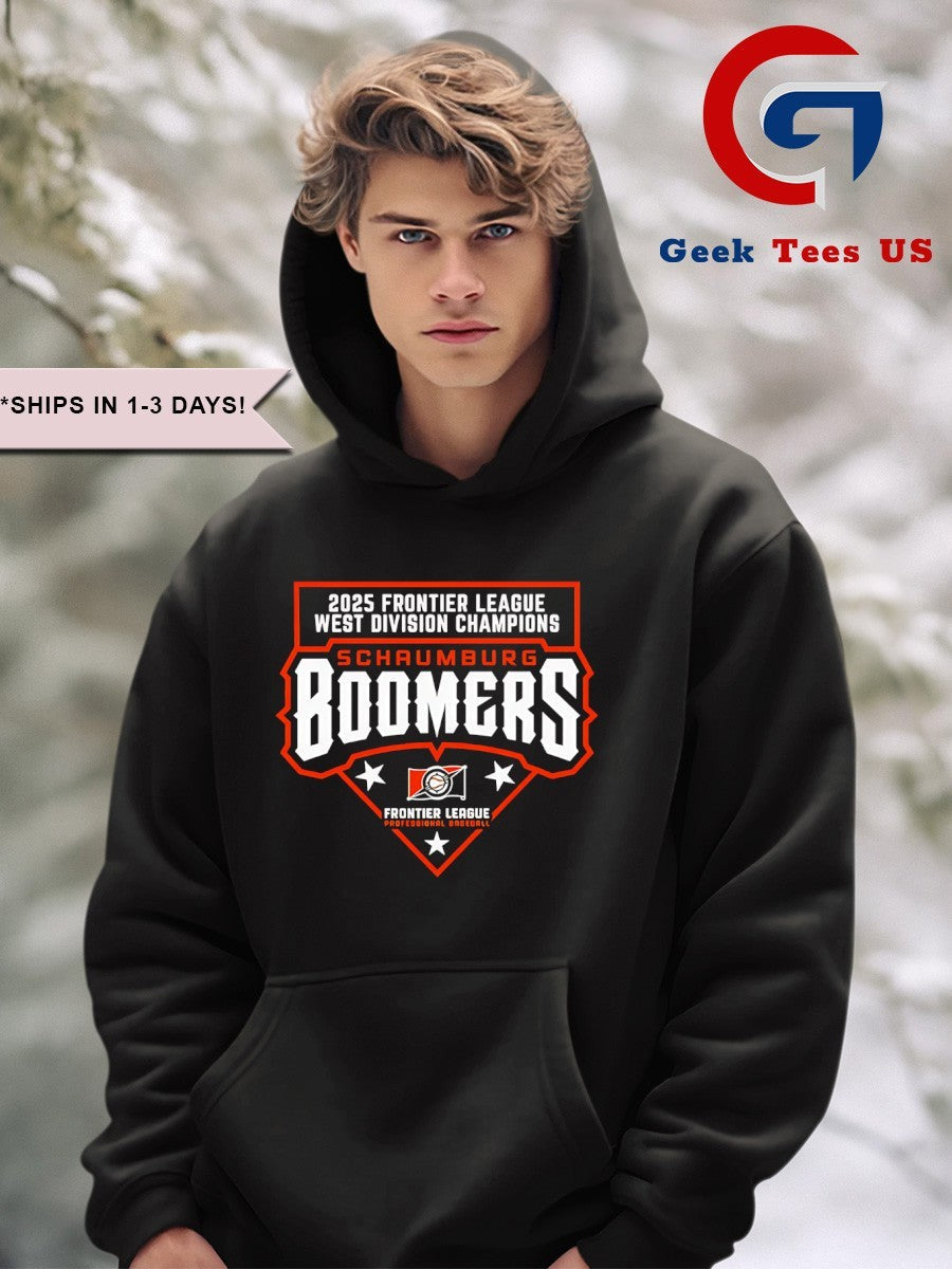 2025 Frontier League West Division Champions Schaumburg Boomers baseball logo T-shirt