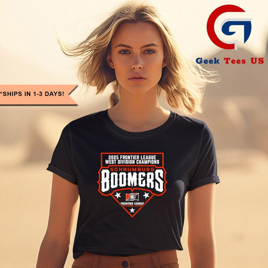 2025 Frontier League West Division Champions Schaumburg Boomers baseball logo T-shirt