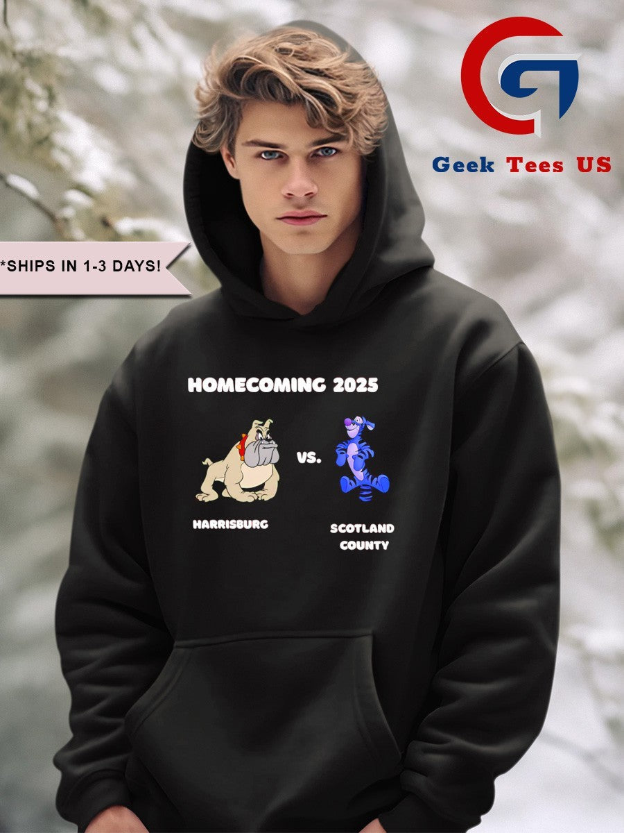 2025 Homecoming Butch the Bulldog Harrisburg vs Tigger Scotland County shirt