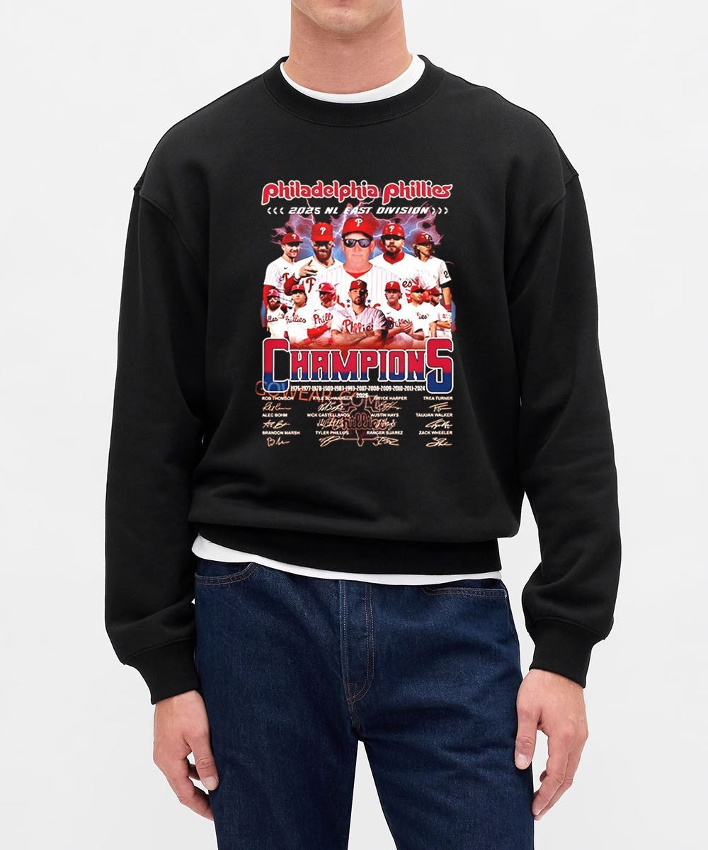 2025 NL East Division Champions Philadelphia Phillies baseball signature shirt