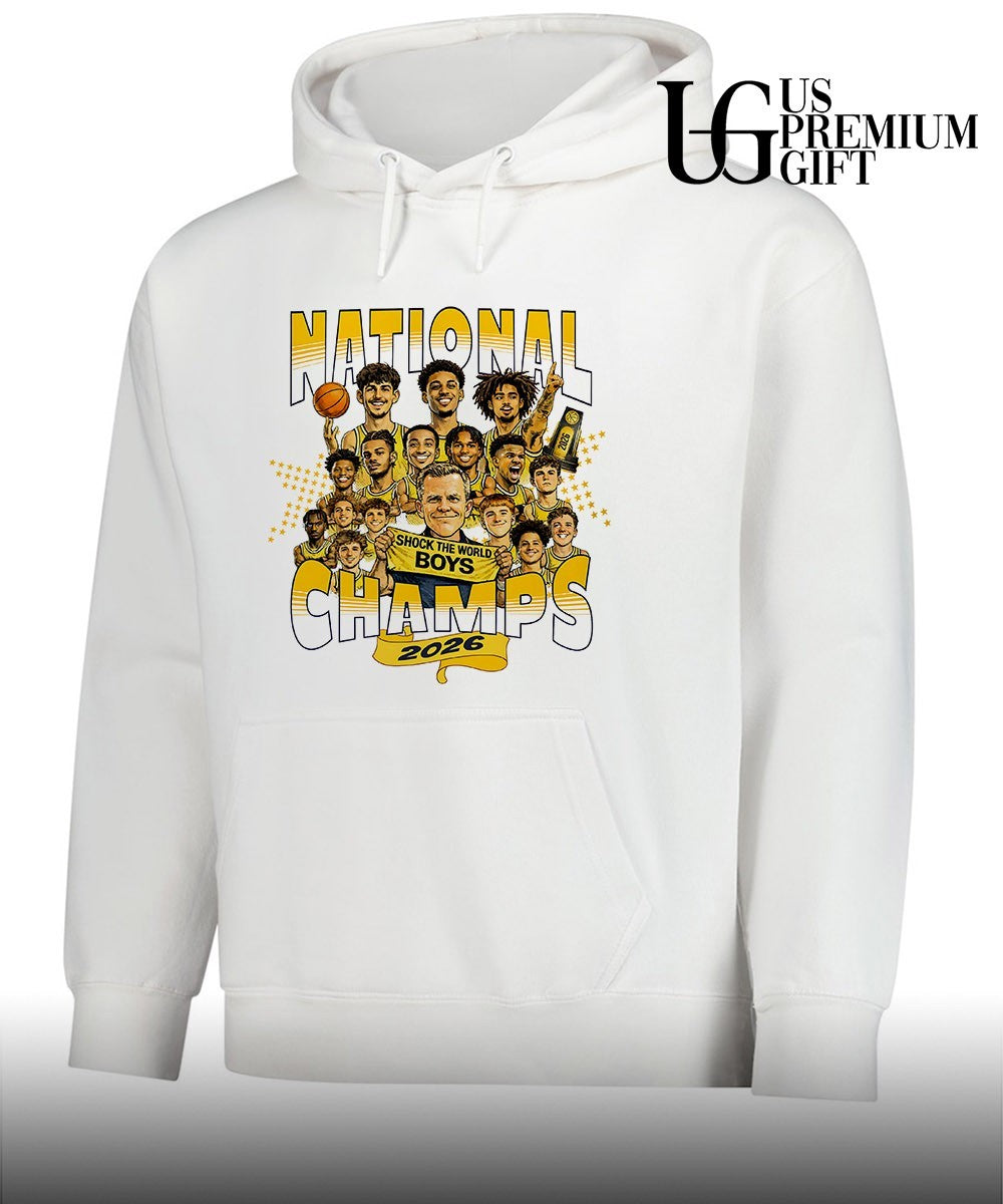 2026 National Champs Michigan Wolverines Basketball Shock The World Boys caricature shirt
