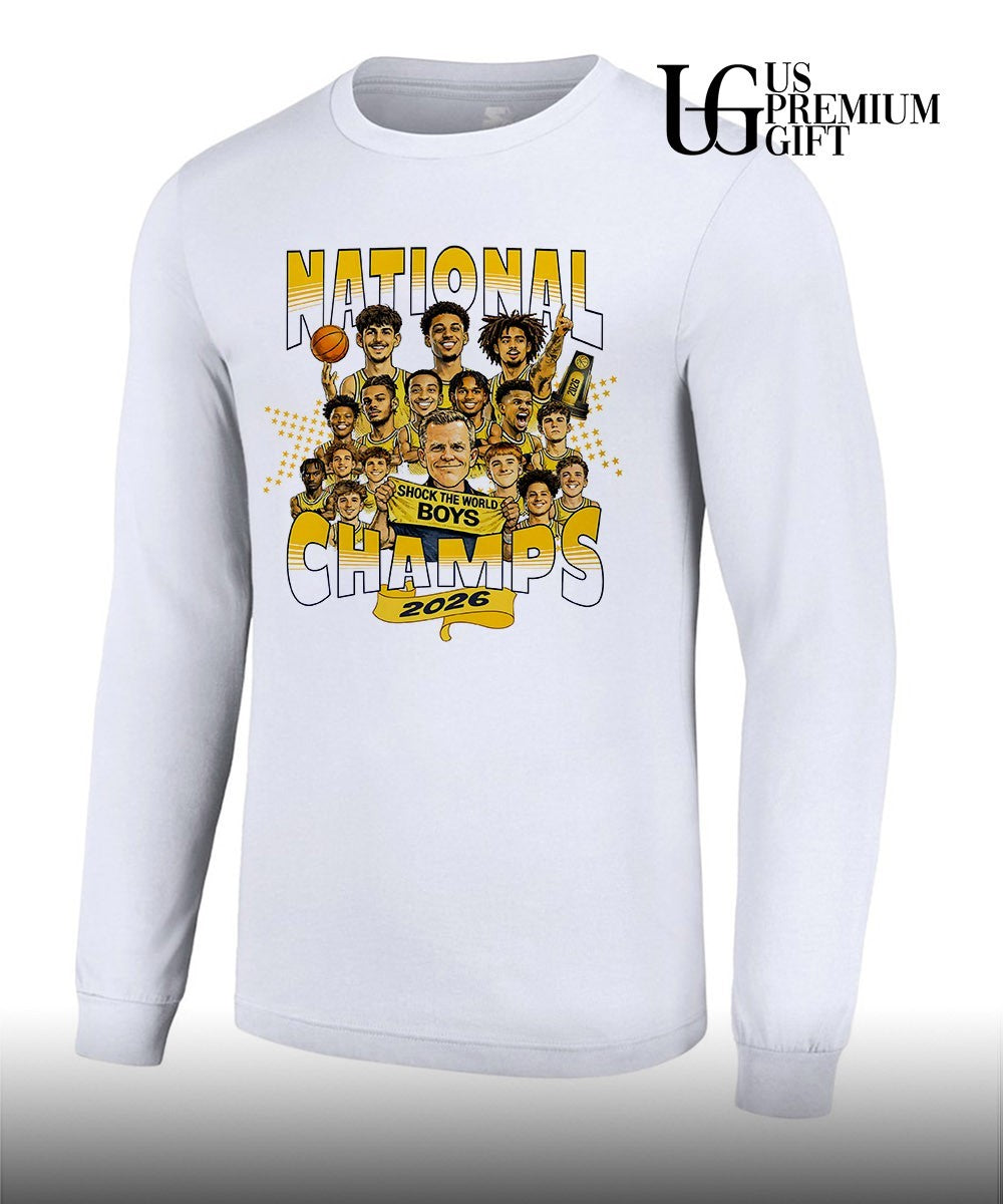 2026 National Champs Michigan Wolverines Basketball Shock The World Boys caricature shirt