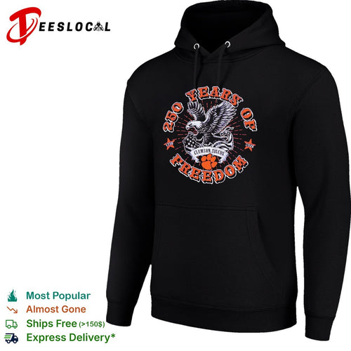 250 Years of Freedom Clemson Tigers 1776 2026 eagle and paw logo graphic shirt