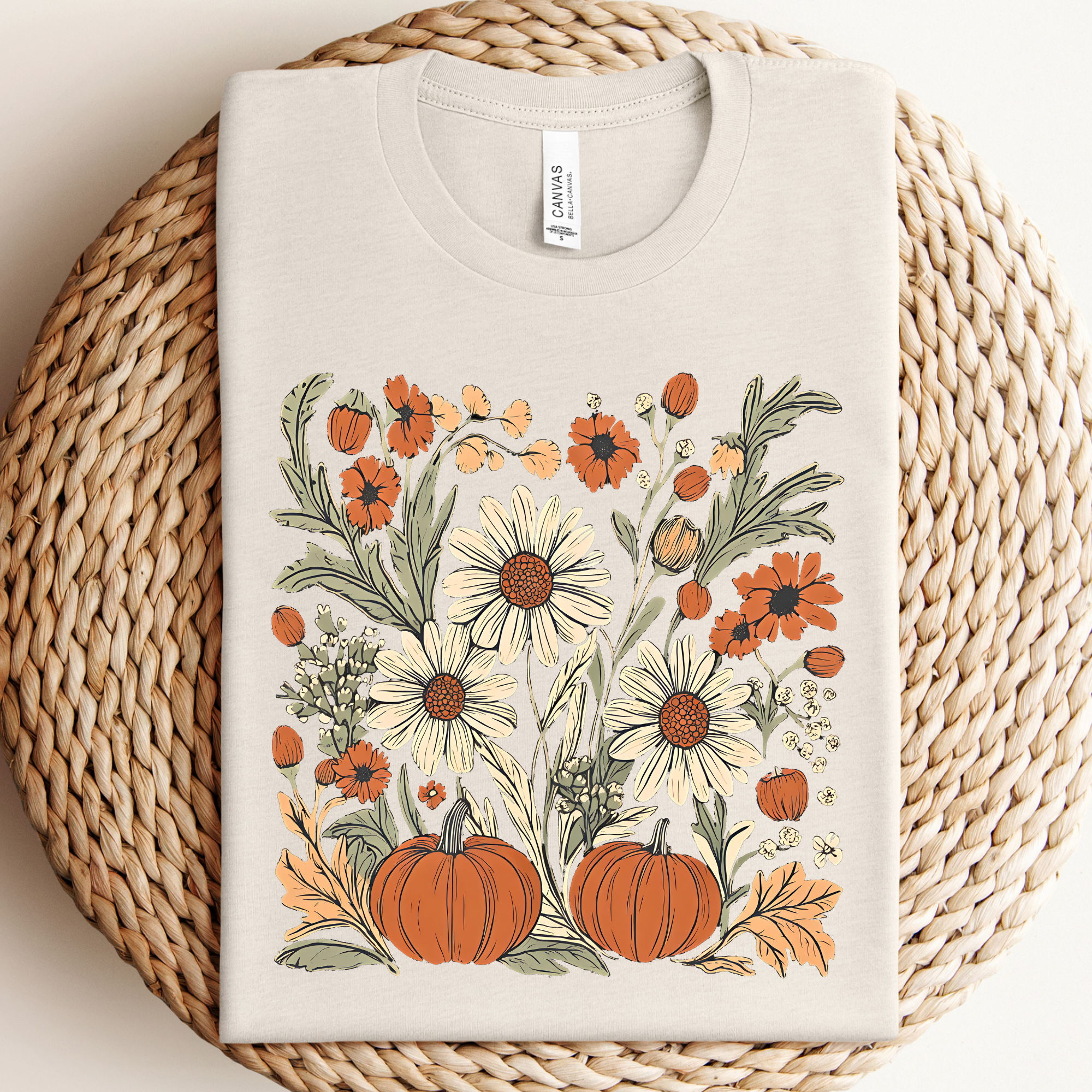 Boho Flower Fall Pumpkins Graphic Tee