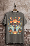 Spiritual Flower Hands Graphic Top