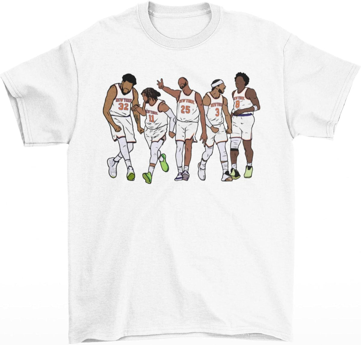 Ny Basketball Starting Brunson Towns Bridges Hart Anunoby Retro Tee (4)