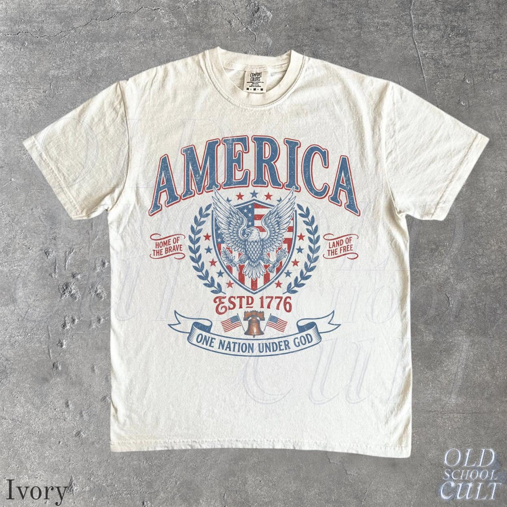 Vintage America Patriotic Eagle Usa Independence Day Tee Fourth July Nation Under God Retro Usa (4)