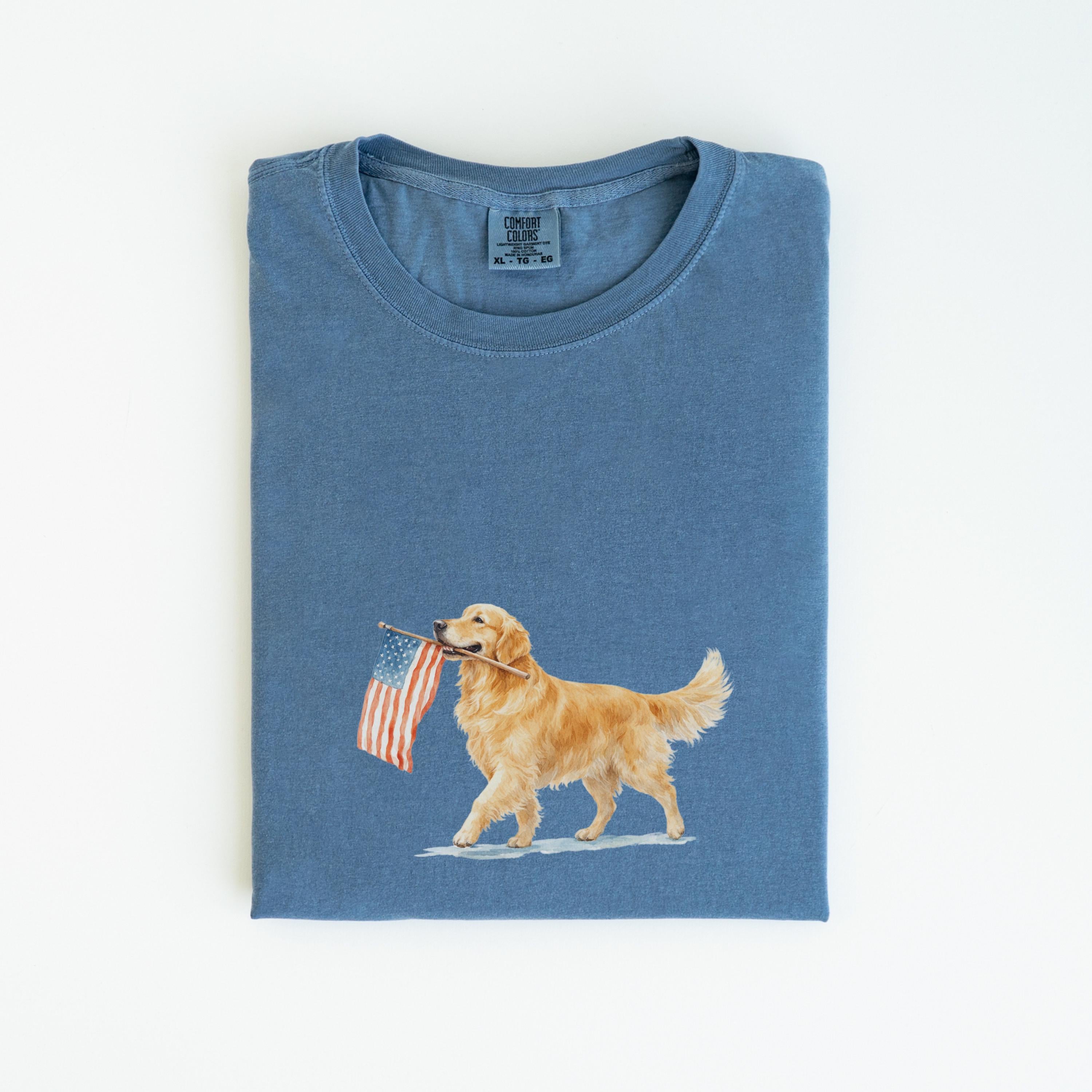 Golden Retriever American Flag Comfort Colors Golden Retriever 4th July Golden Mama Memorial Day Patriotic (4)