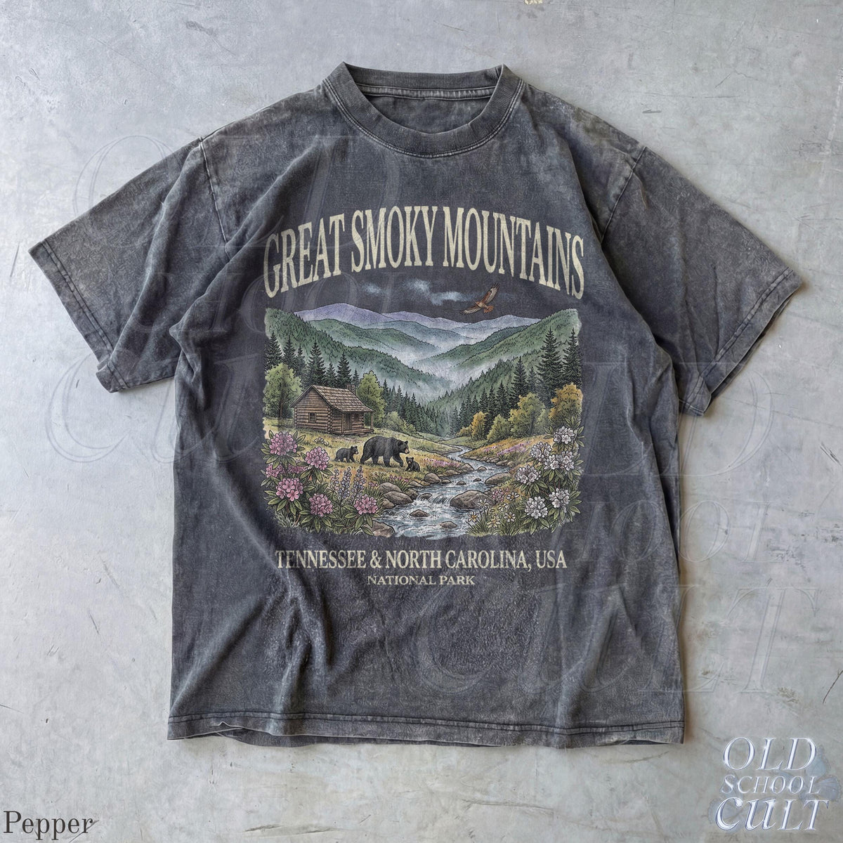 Smoky Mountains National Park Vintage 90s Retro Comfort Colors Mountain Cabin Bear Usa Nostalgia Tee (4)