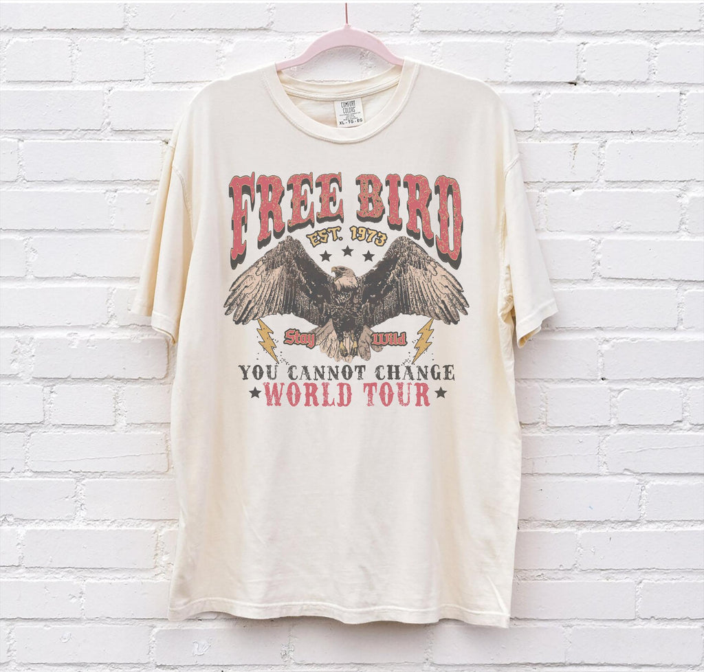 70s Rock Free Bird Comfort Colors Band Old School Band Retro Music Rock Band Tee (4)
