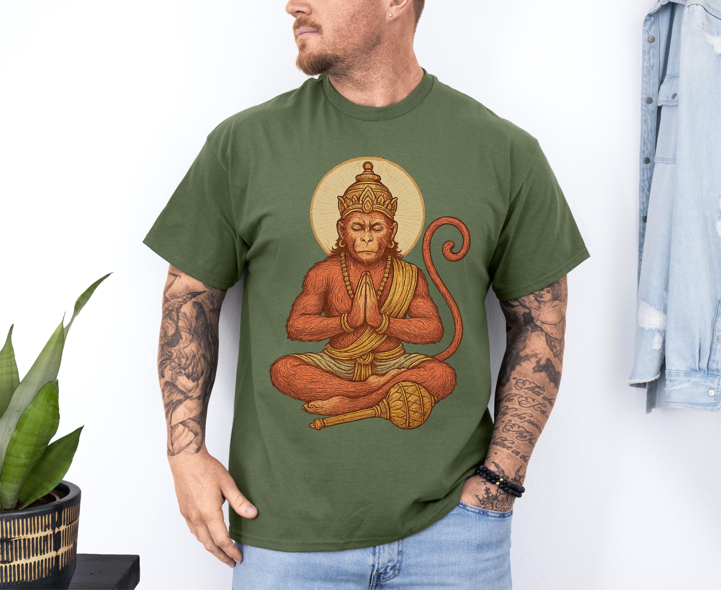 Hanuman Monkey God Strength Tee Hindu Devotion Spiritual Warrior Yoga Courage Inner Power Hanumanji (4)