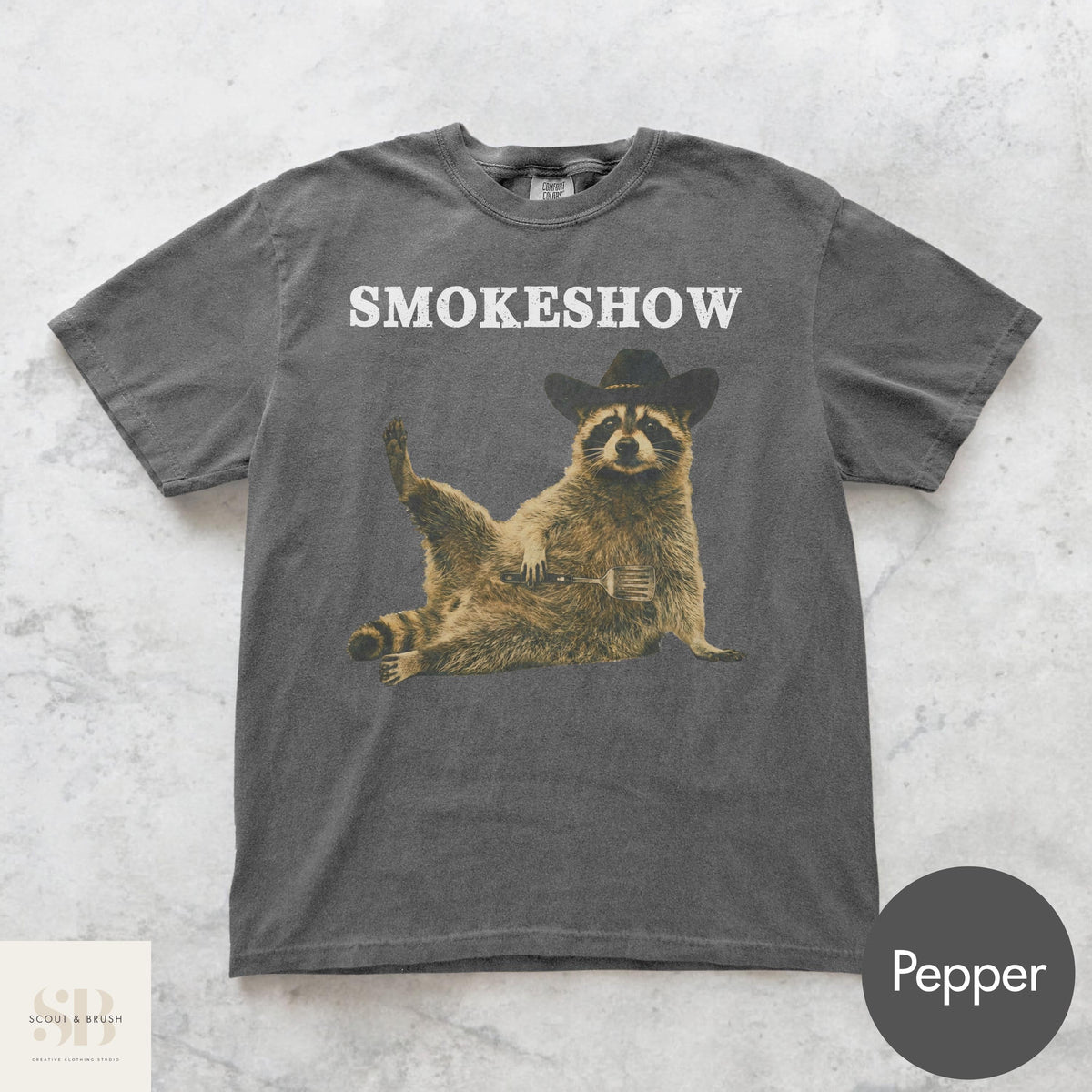 Comfort Colors Cowboy Raccoon Animal Meme Bbq Grill Raccoon Tee Silly Novelty (4)