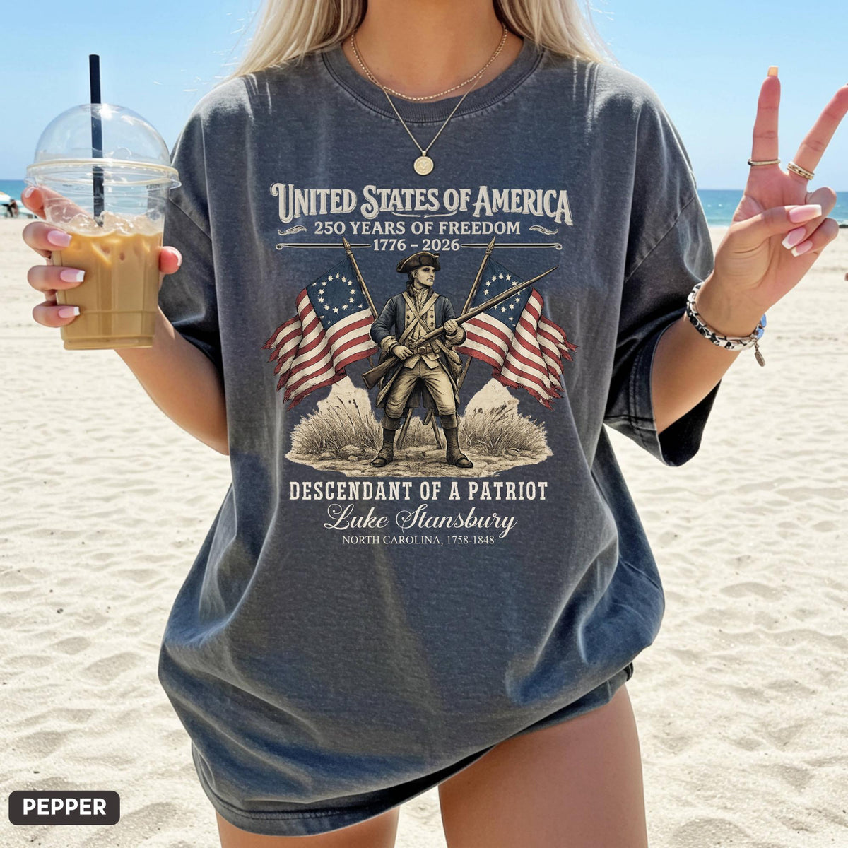 Custom Descendant Patriot Comfort Colors 250th Anniversary United States Tee 1776 2026 Historic American Heritage (4)