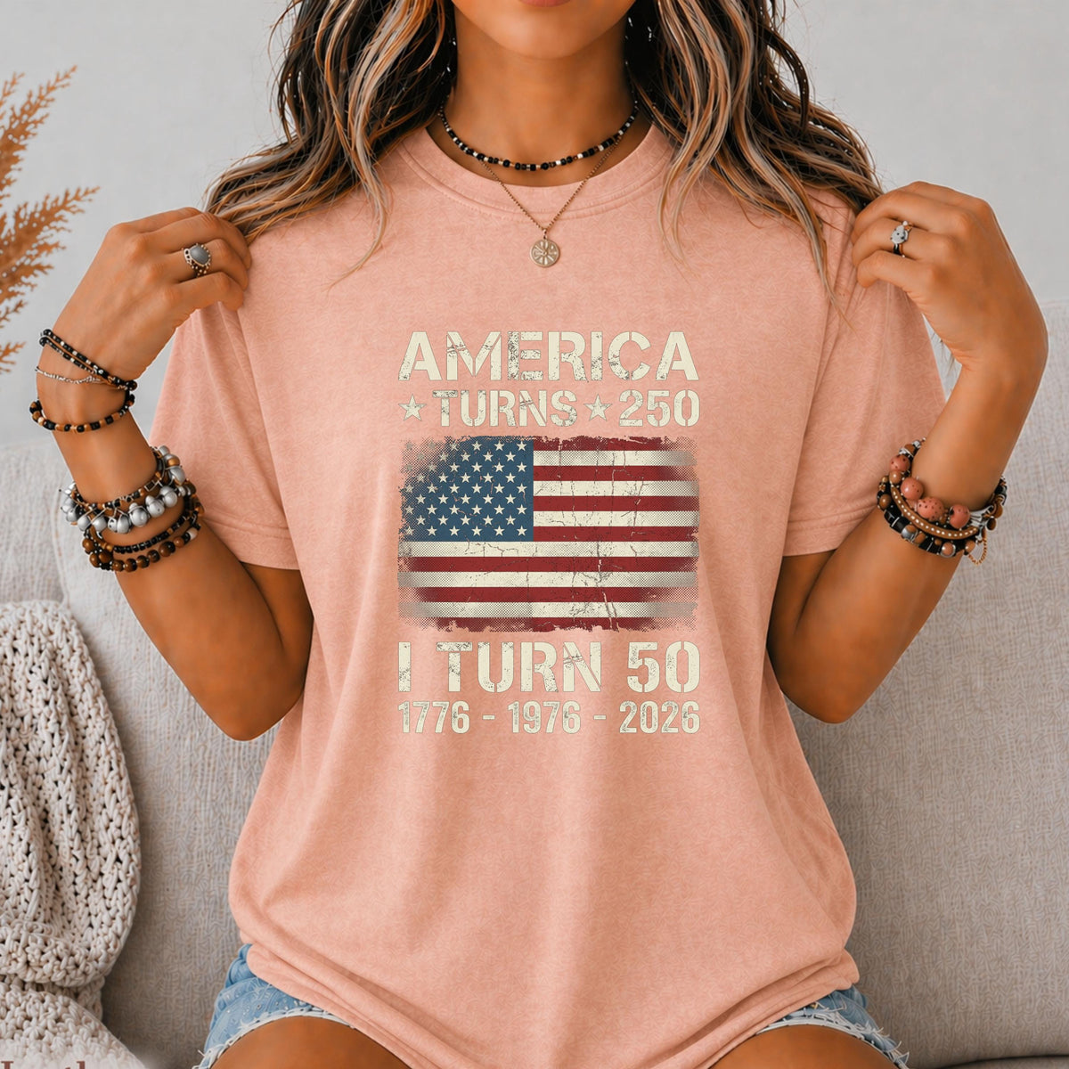 Custom America Turns 250 Turn 50 Birthday Patriotic Usa 1776-2026 Tee 50th Milestone Birthday (4)
