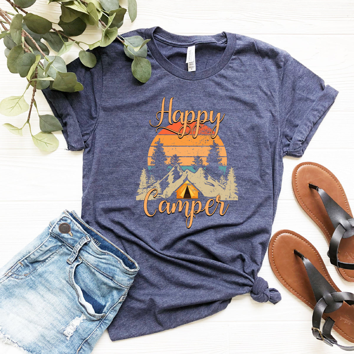 Happy Camper Camping Hiking Travel Camp Life Caravan Life Nature Lover Fishing Hunting Cooking Outdoors Fire (4)