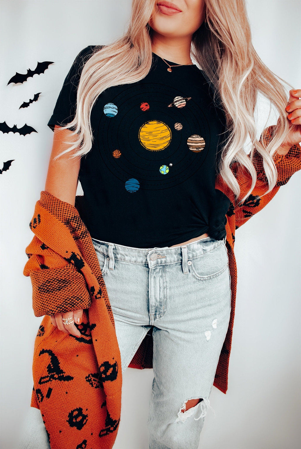 Solar System Printed Wanderers Planets Mons Solar System Tee Solar System (4)
