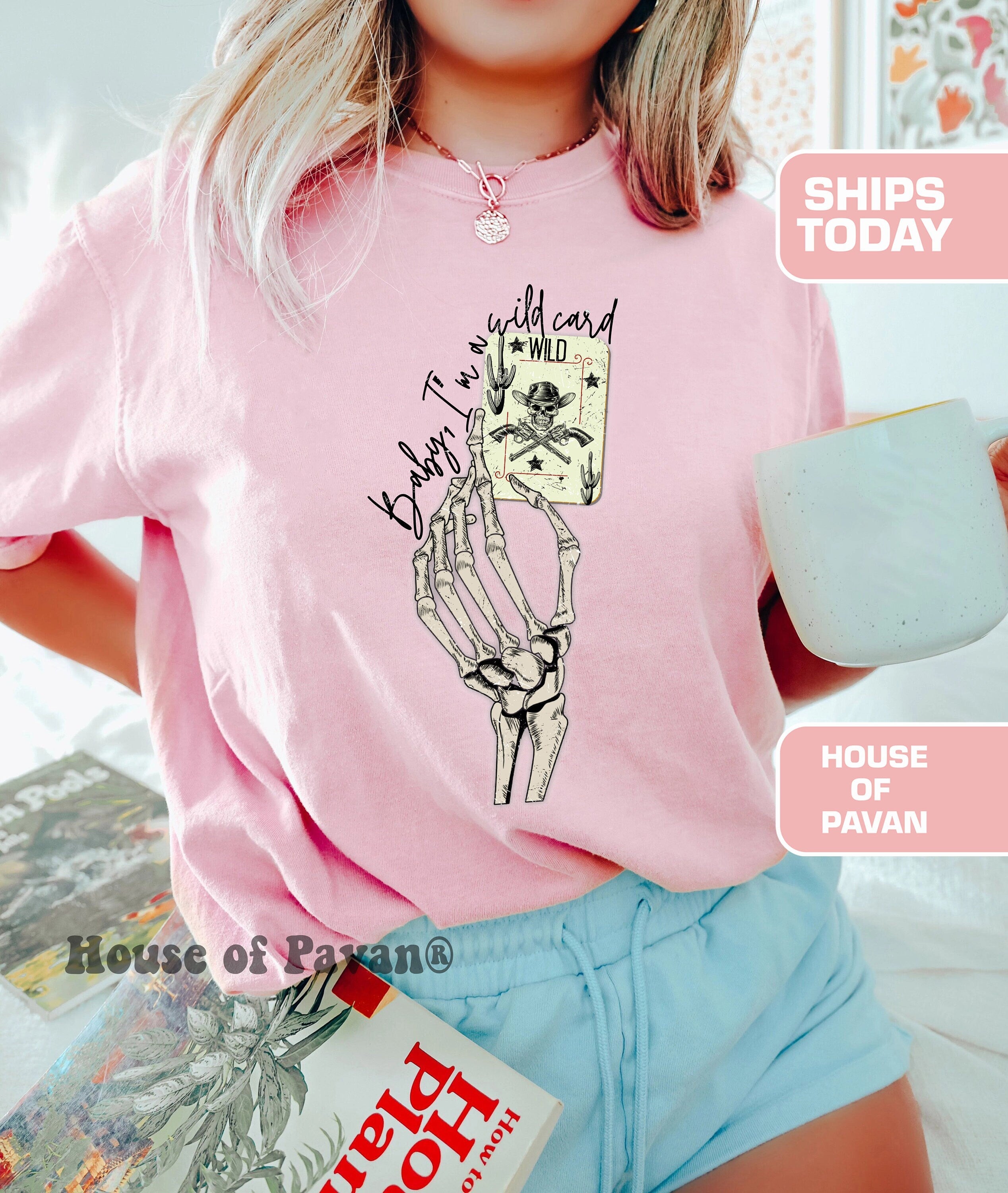 Wild Card Nashville Western Rodeo Tee Cowgirl Comfort Colors Oversized Vintage Boho Country Western Tee (4)