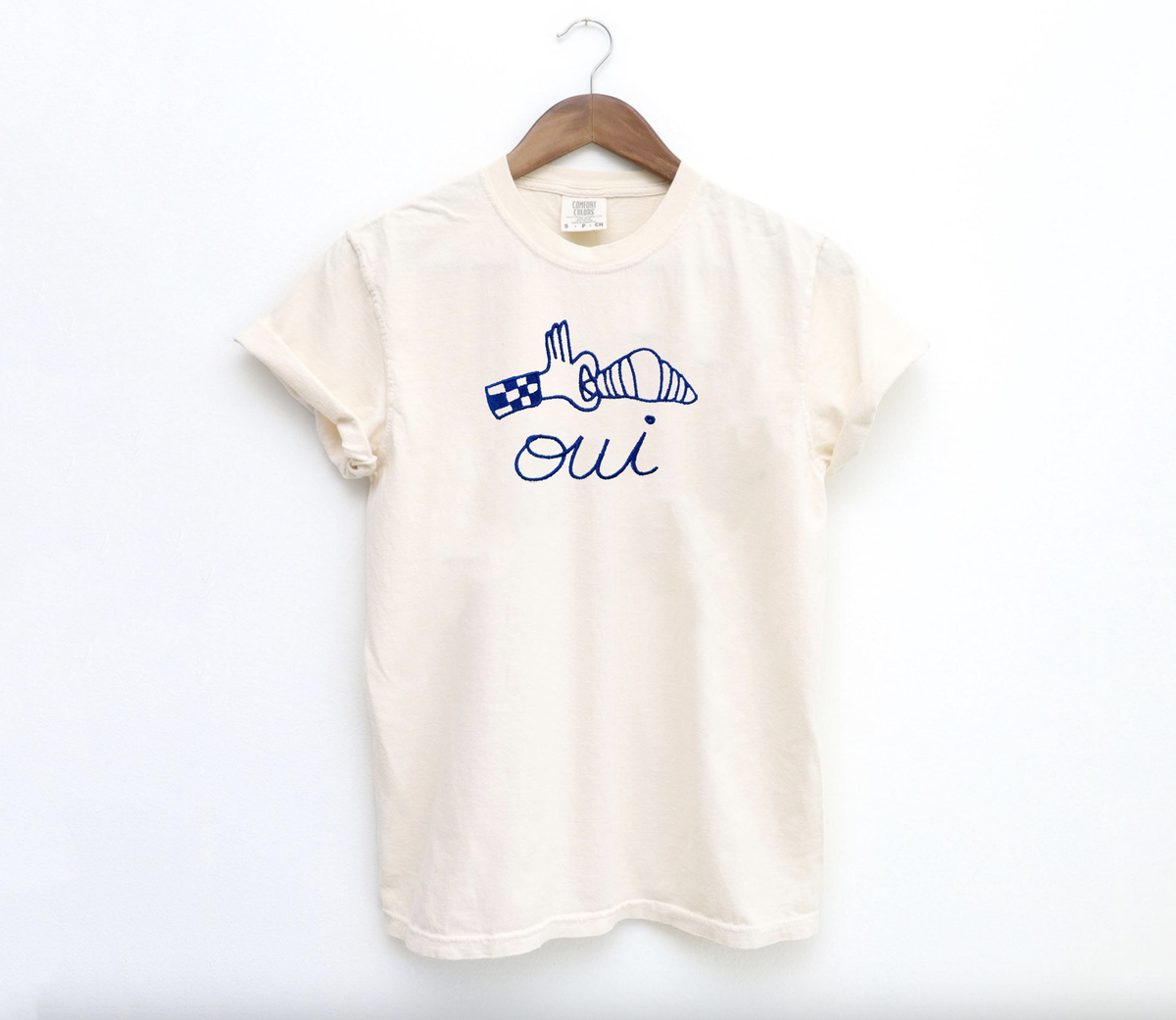 Embroidered Oui French Croissant Shirt