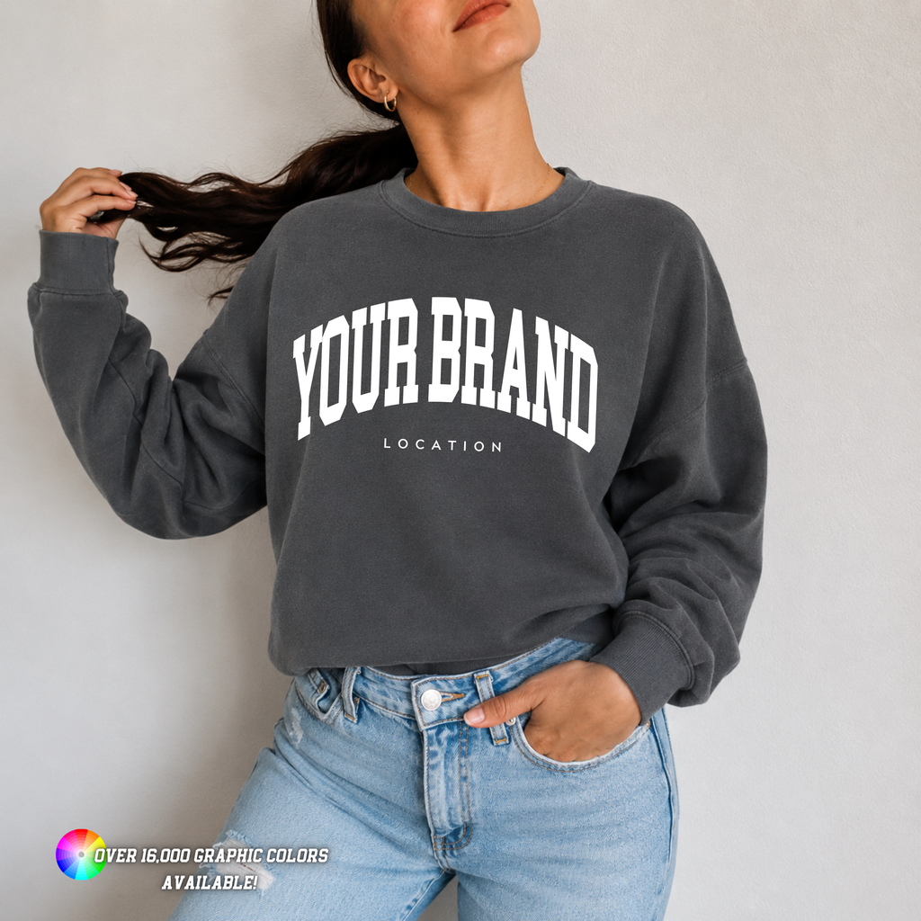 Custom Design Women's Crewneck Garment Washed Sweatshirt