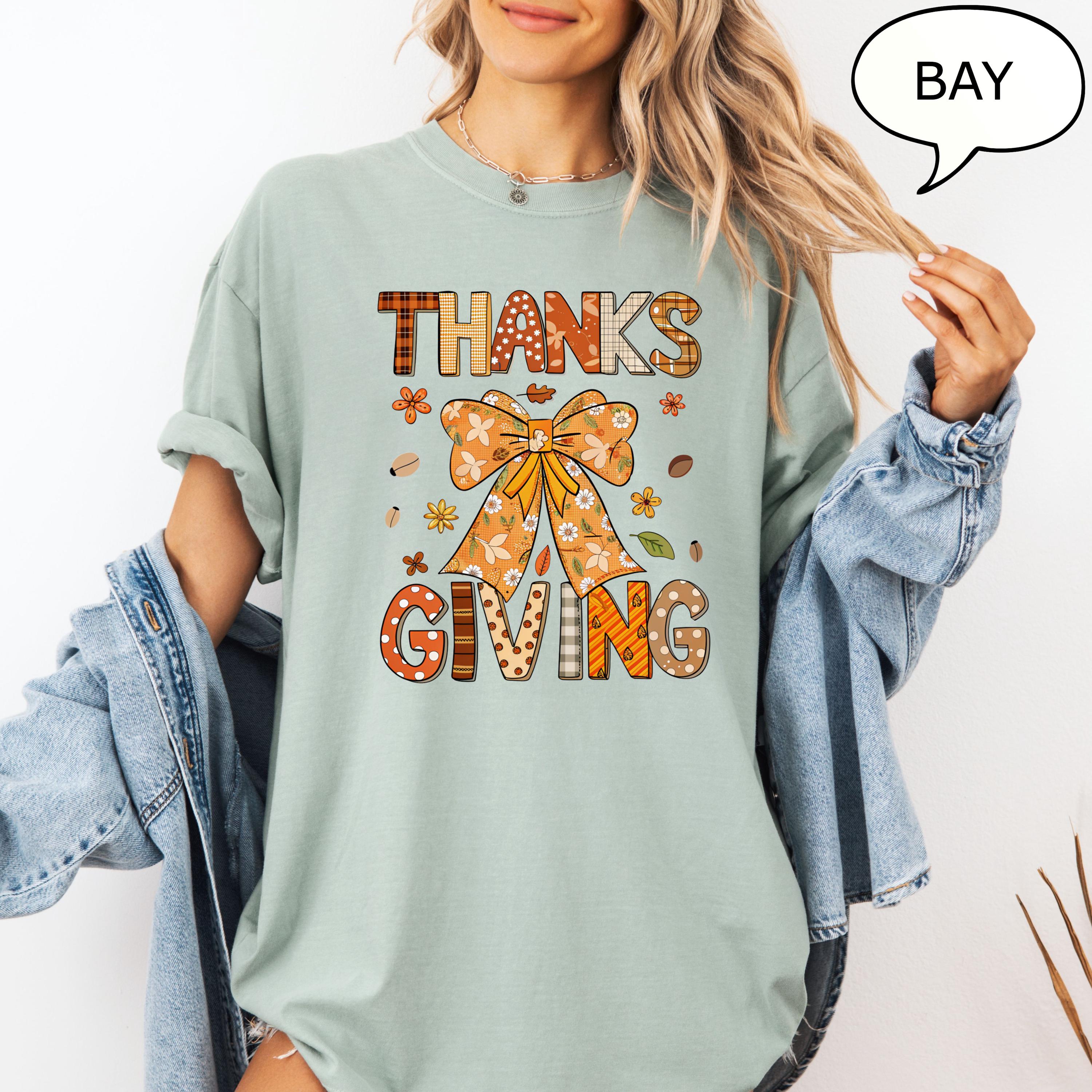 Comfort Colors Coquette Bow Thanksgiving Autumn Fall Thanksgiving Thankful Thanksgiving (5)