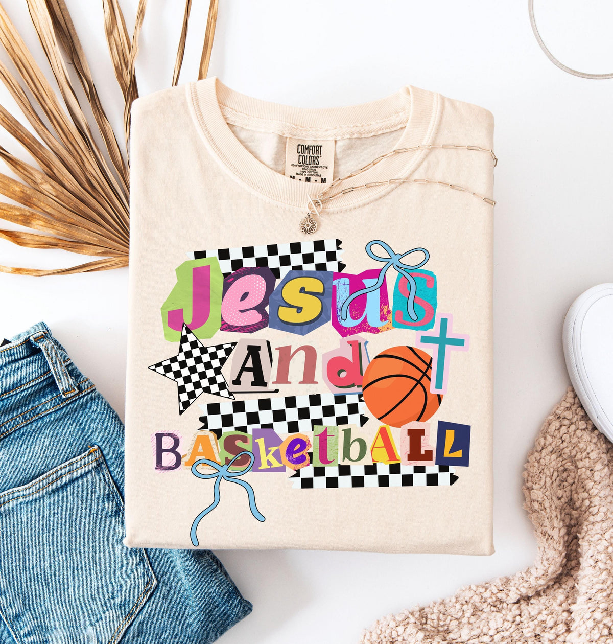 Comfort Colors Jesus Basketball Christian Basketball Mom Faith Sports Game Day Basketball (5)