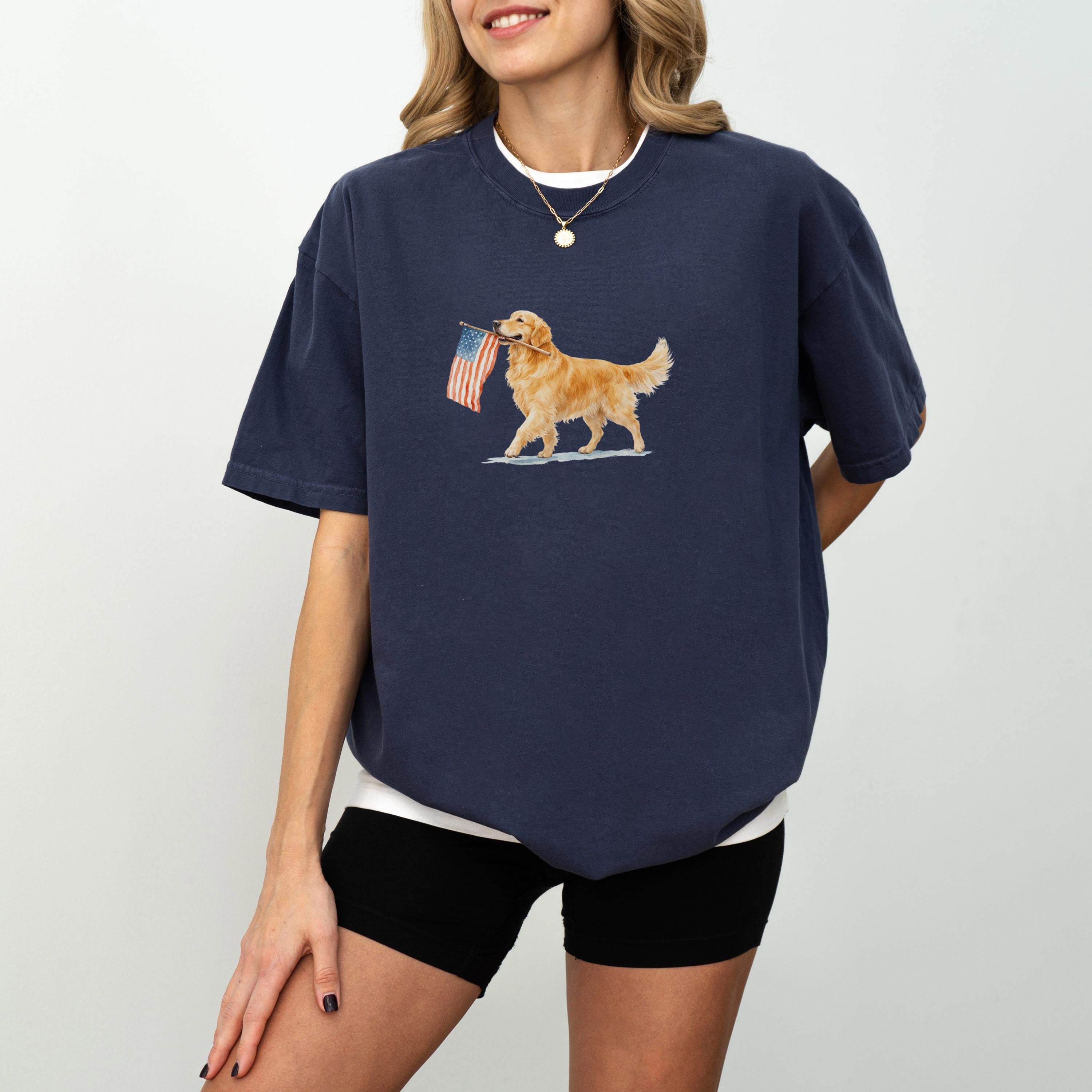 Golden Retriever American Flag Comfort Colors Golden Retriever 4th July Golden Mama Memorial Day Patriotic (5)