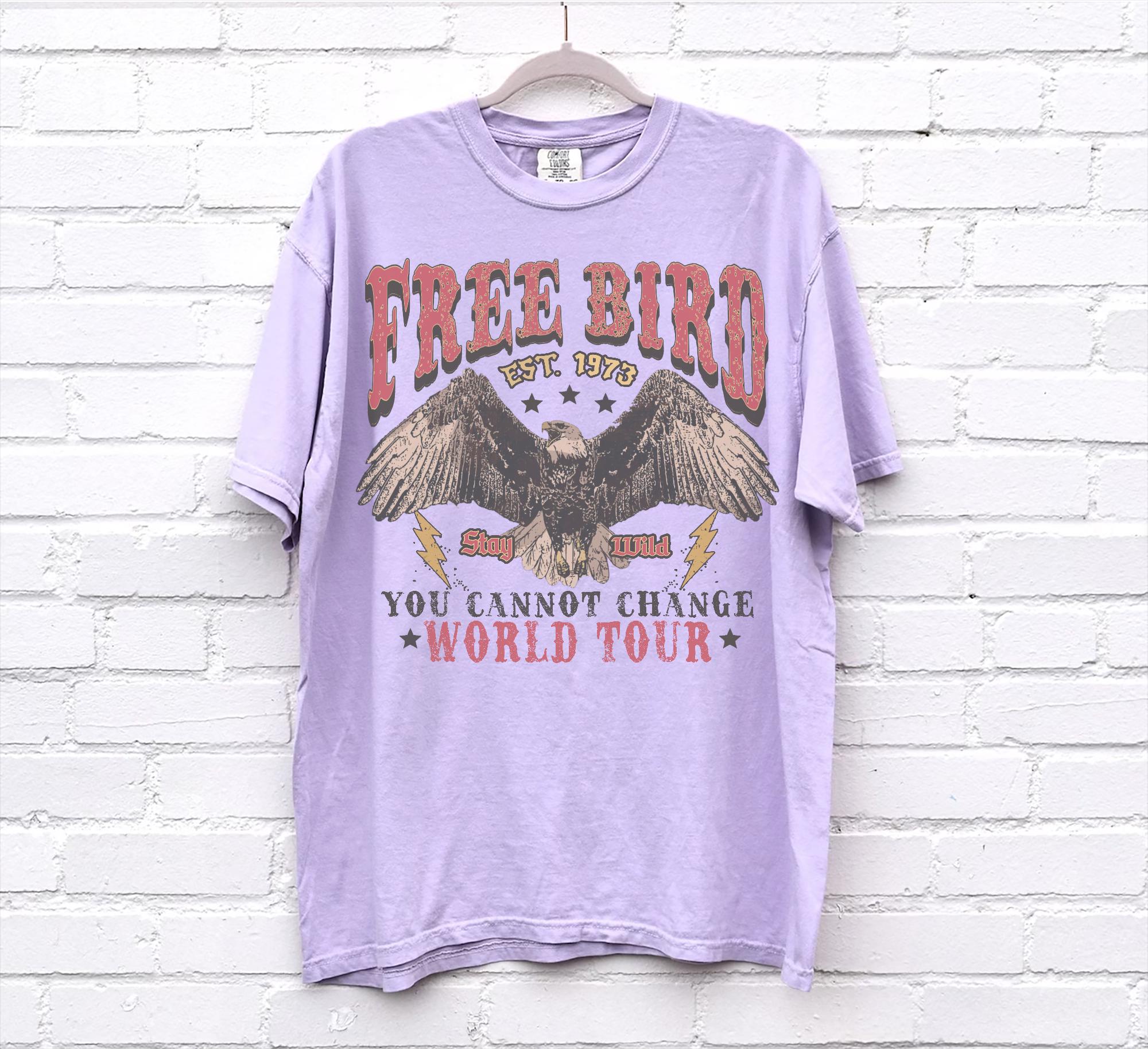 70s Rock Free Bird Comfort Colors Band Old School Band Retro Music Rock Band Tee (5)