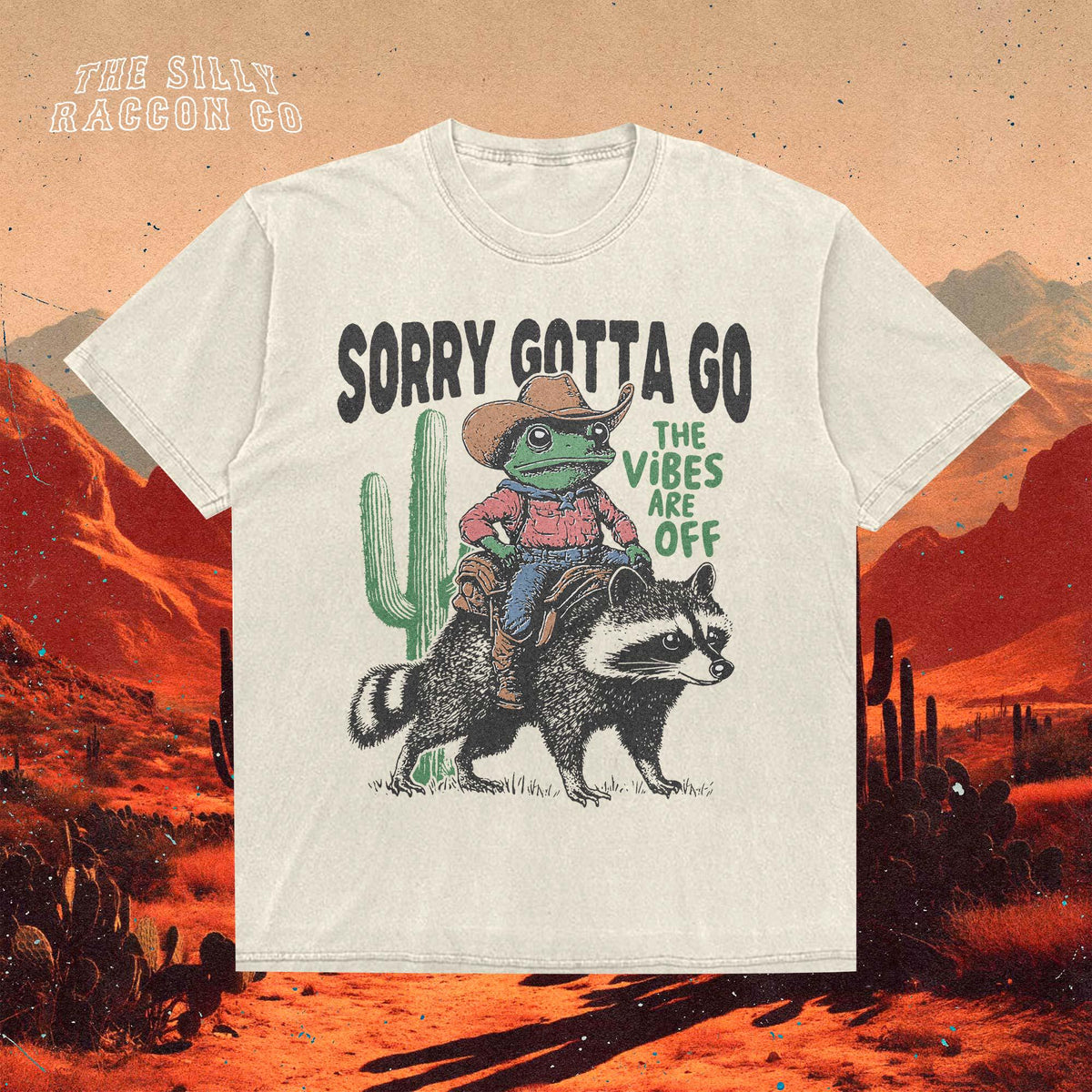 Cowboy Frog Riding Raccoon Off Weird Tee Vintage Western Tee Sarcastic Wild West Animal Lover (5)