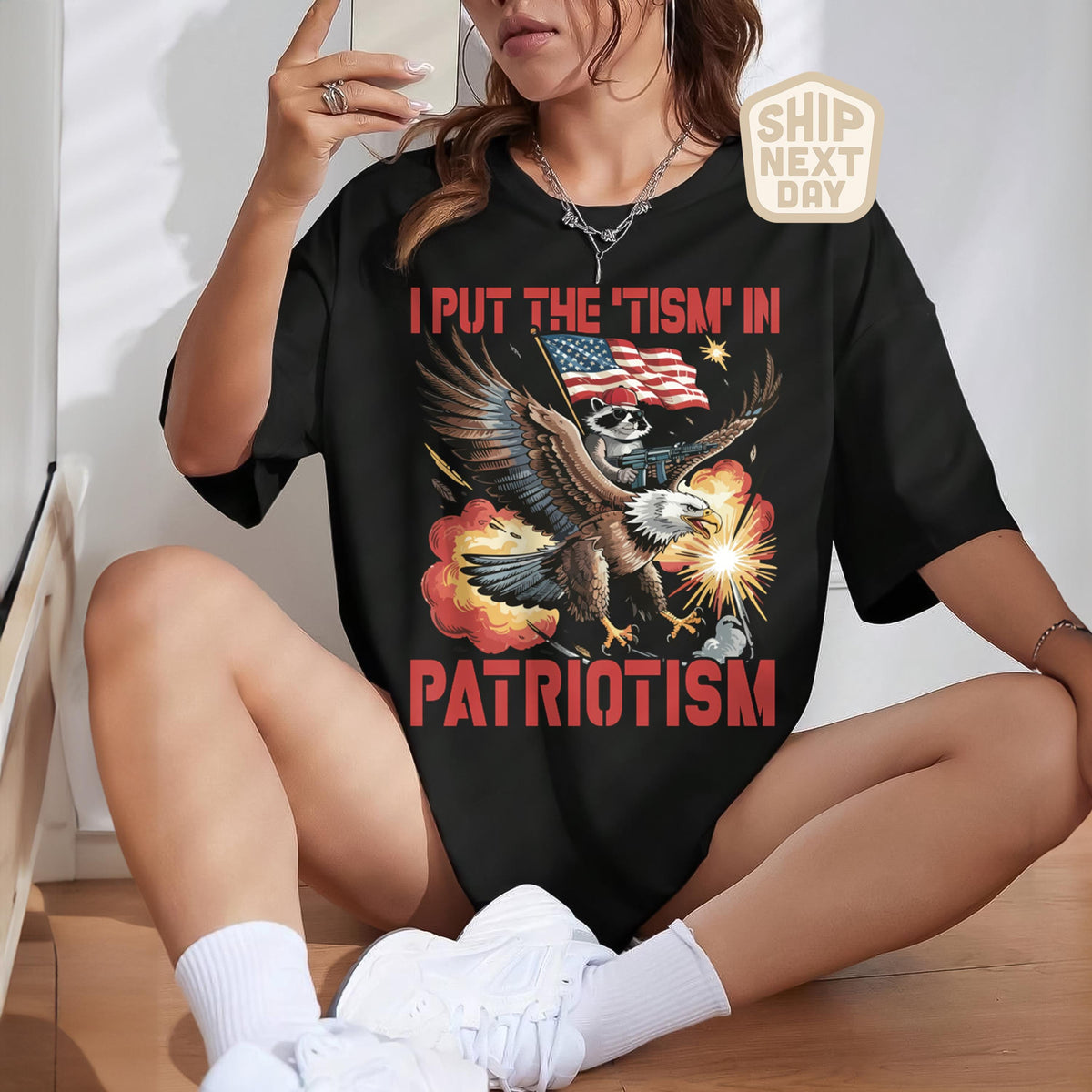 Put Tism Patriotism American Flag Bald Eagle 4th July Humor Usa Patriotic (5)
