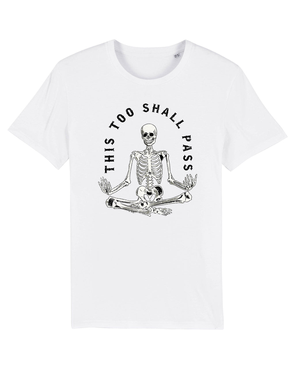 Meditating Skeleton Too Shall Pass Gothic Mental Health Quote Tee Spiritual Friend (5)