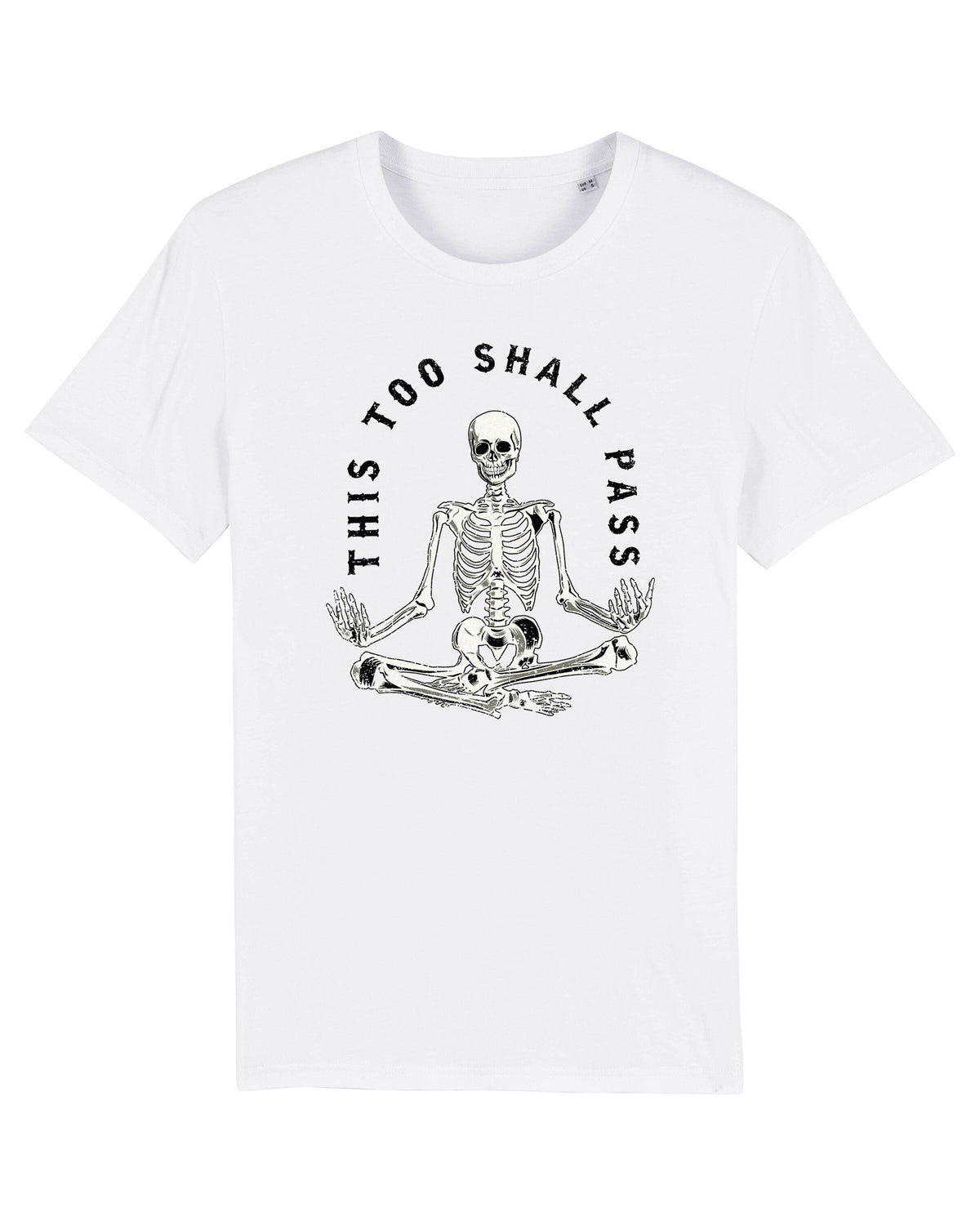Meditating Skeleton Too Shall Pass Gothic Mental Health Quote Tee Spiritual Friend (5)