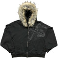 Therian Fur Hood Jacket Y2k Goth Zip Up Hoodie Oversized Graphic Sweatshirt Emo Grunge Streetwear Fall Winter 2025