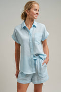Linen Short Sleeve Button-Down Shirt