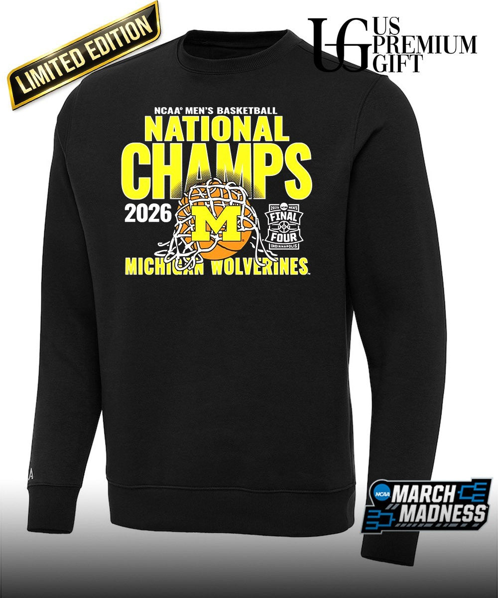 Michigan Wolverines 2026 NCAA Men’s Basketball National Champions cut net T-shirt