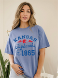Ku Kansas Jayhawks Football Icon Mystic Blue Cc Tee