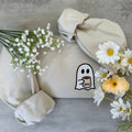 Embroidered Halloween Ghost Drinking Coffee Sweatshirt