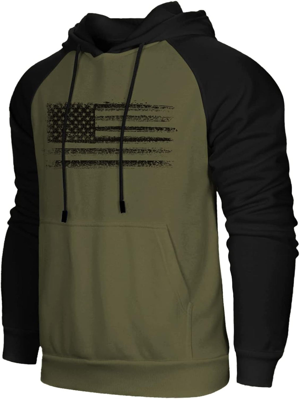 Men's Sweatshirt USA FLAG Patriotic Graphic Polyester Hoodies for Men Pocket Raglan Long Sleeve Sweatshirts