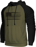 Men's Sweatshirt USA FLAG Patriotic Graphic Polyester Hoodies for Men Pocket Raglan Long Sleeve Sweatshirts