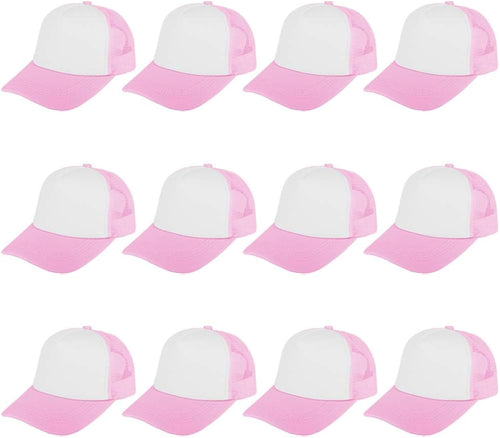 12 Pcs Sublimation Trucker Hats Blank Mesh Baseball Cap Polyester Bulk Mesh Trucker Hat for Men and Women