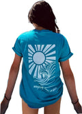 Womens Oversized Vintage Flower T-Shirts Preppy Western Graphic Tees Tops Y2k Ocean Coastal Summer Beachy T Shirts